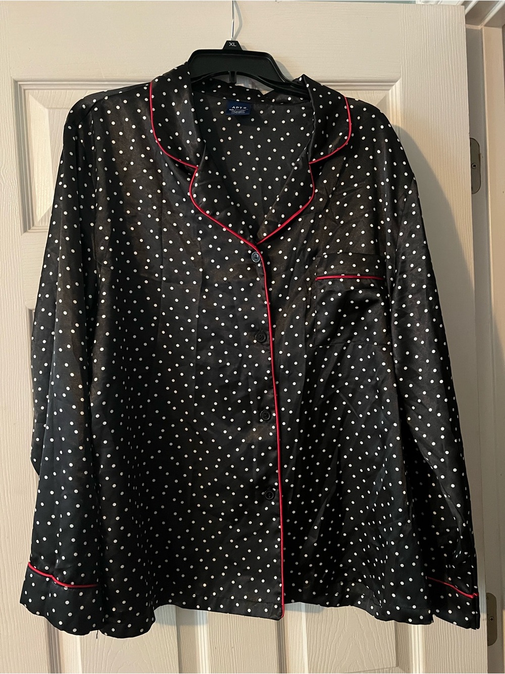 Apt. 9 Black Polka Dot Satin Sleep Top and Pants
